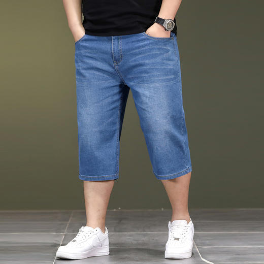 【Q】【新款DYG】大依优型大码牛仔七分裤牛仔短裤弹力宽松显瘦肥佬休闲男士夏加肥加大 商品图6