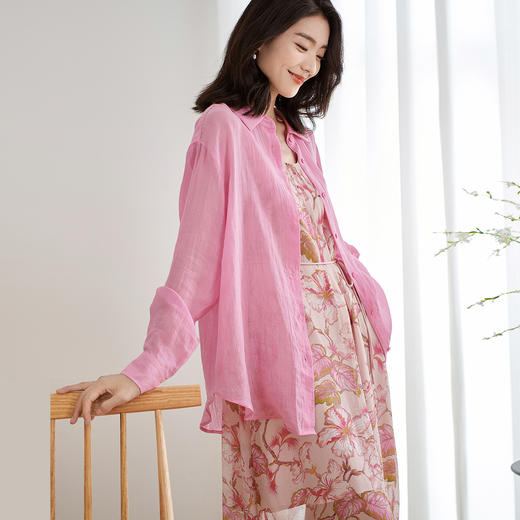 【天丝苎麻衬衫】米思阳2025夏季新款休闲简约衬衫时尚百搭开衫Polo领上衣2234 商品图1