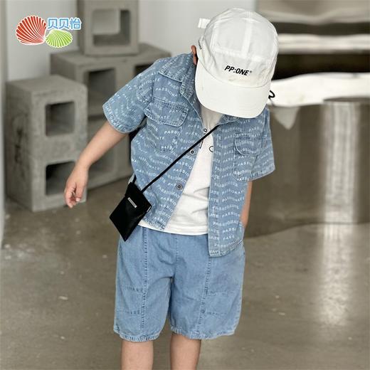 贝贝怡儿童套装衬衫2024夏装新款韩版背心男童宝宝T恤短裤三件套 商品图2