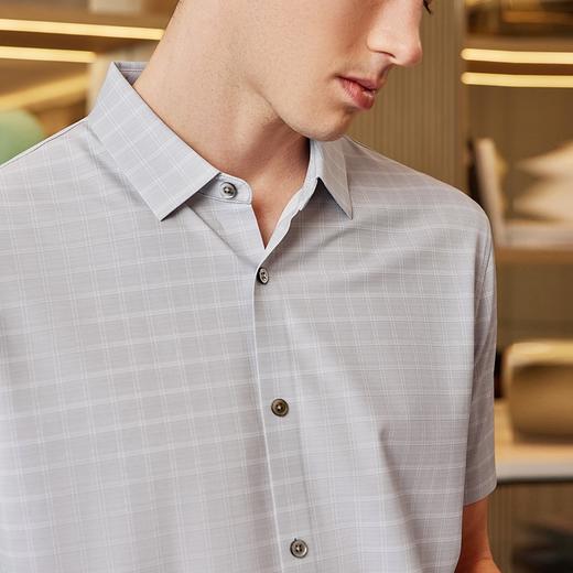 【高端系列】柒牌格纹短袖衬衫男2024夏季新款印花休闲中青年衬衣	126A70640 商品图2