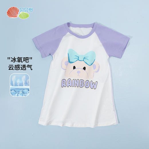 贝贝怡儿童睡裙女童2024新款卡通夏季短袖薄款女宝宝家居服连衣裙ZB2DQ020 商品图1