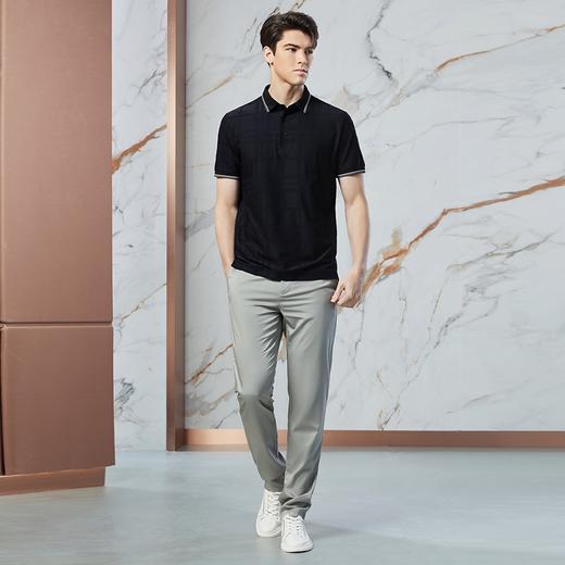 【高端系列】柒牌短袖polo衫男2024夏季新款格纹提花休闲翻领T恤	126T73260 商品图3