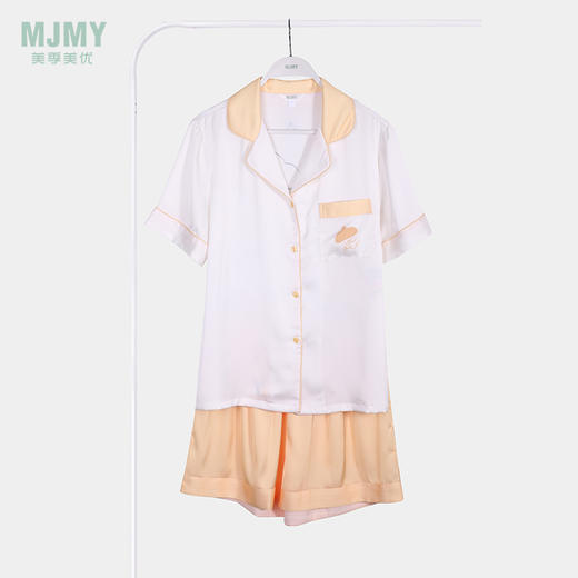 美季美优女士丝质撞色印花短袖套装J420505 商品图0