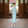 挂脖旗袍改良露肩，双层天丝麻日常写真性感旗袍ZA2003 商品缩略图2