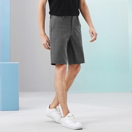 柒牌男士休闲短裤2024夏季新新款时尚潮流青年灰色格纹中腰直筒裤	126H70680 商品图1