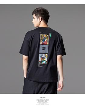 PINLI品立夏季新款贴布印花短袖T恤男士潮流时尚休闲宽松上衣B242111116