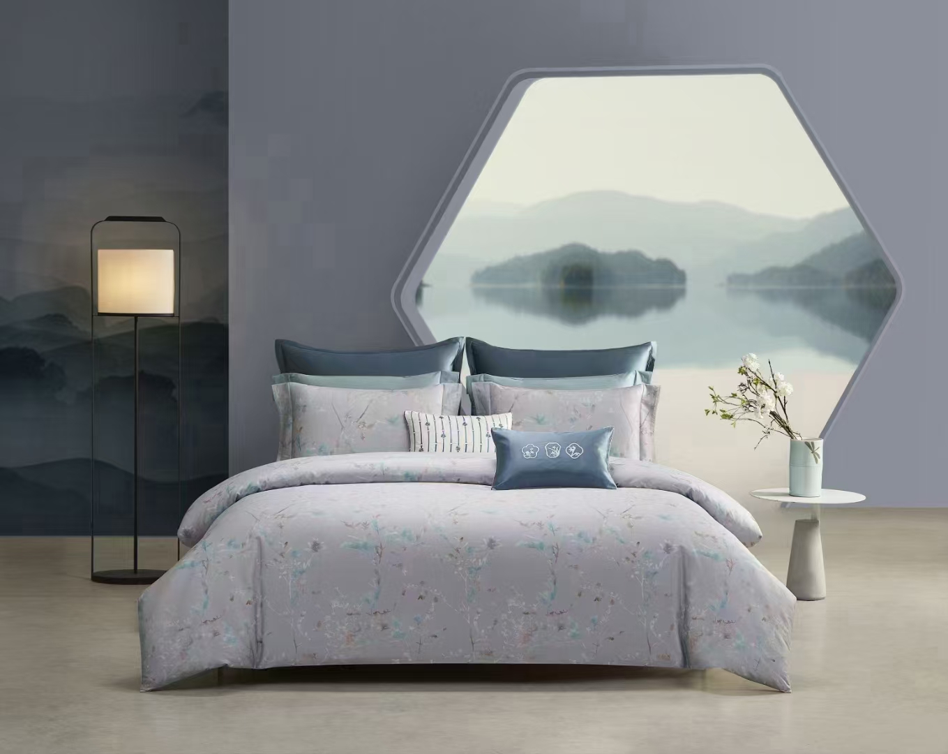 梦洁纯棉缎纹印花四件套