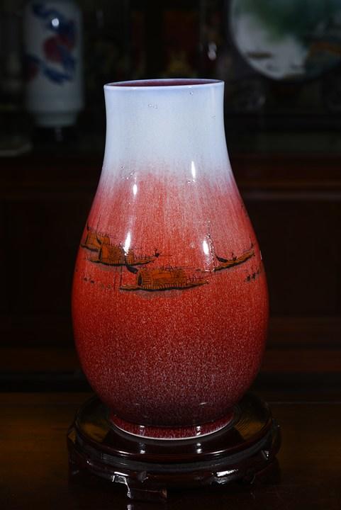 窑变秋江福筒瓶（柴烧） 商品图0