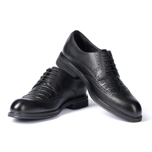 柒牌男装配饰商务正装男士真皮皮鞋小圆头系带黑色通勤休闲西装鞋	127X70300 商品图1
