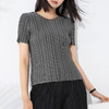 雀说 短袖T恤女夏季纯色镂空网眼褶皱上衣简约显瘦打底衫4ZF-0200 商品缩略图2