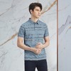 【高端系列】柒牌条纹短袖POLO衫男夏季薄款含桑蚕丝透气翻领上衣	126T71030 商品缩略图1