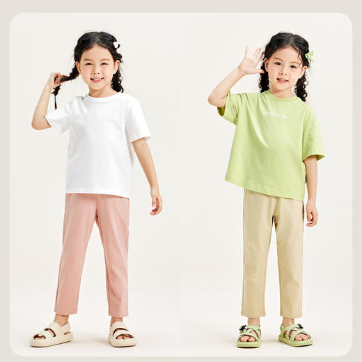 迷你巴拉夏季新款男童女童纯棉长裤透气柔软宝宝运动洋气裤子 商品图2