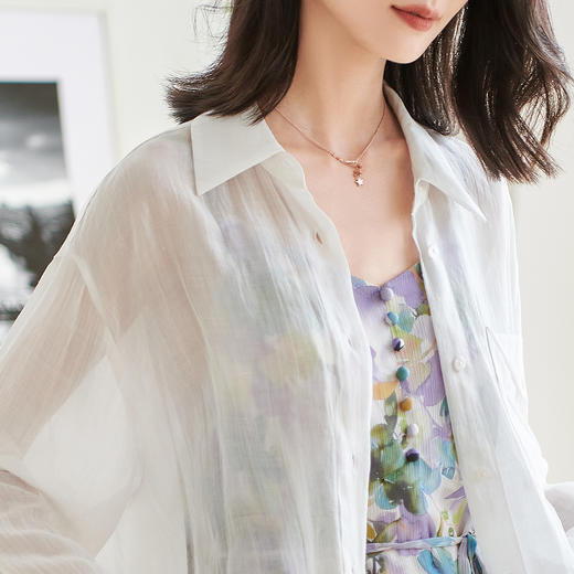 【天丝苎麻衬衫】米思阳2025夏季新款休闲简约衬衫时尚百搭开衫Polo领上衣2234 商品图4