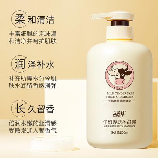 「买1送1！抖音同款」立美丝牛奶沐浴露沐浴露 大容量沐浴乳液洗发护发沐浴清洁 商品图1