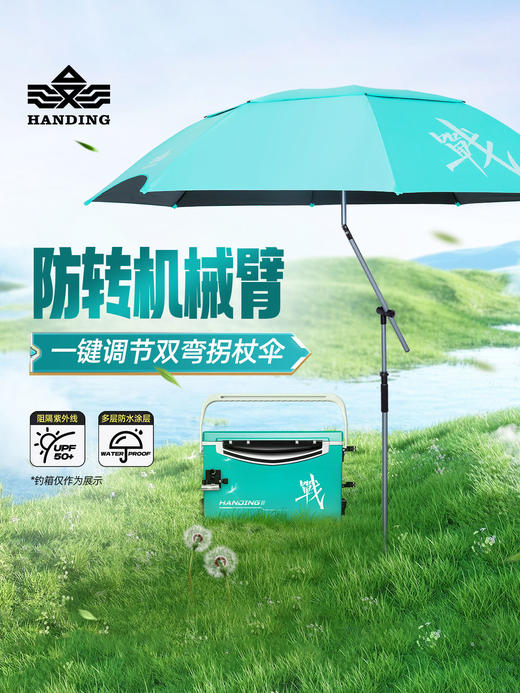 汉鼎战拐杖伞钓鱼伞防爆雨遮阳伞万向加厚黑胶大钓伞雨伞垂钓伞 商品图0