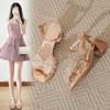 ZHR洋气超软外出凉鞋女2024新款夏季一字带绝美高跟鞋蝴蝶结女鞋 商品缩略图1