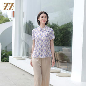 佐尔美夏季新款 气质百搭桑蚕丝短袖衬衣女E32CS75