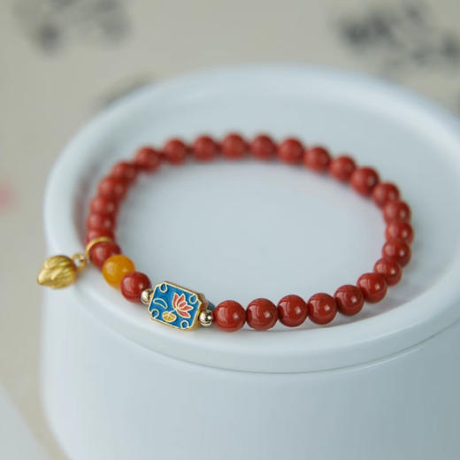 【经典】古风双色烤蓝莲花南红手串 颗颗精选 精致美丽 商品图2