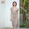 佐尔美夏季新款 气质无袖V领桑蚕丝中长连衣裙女E22LS70 商品缩略图1