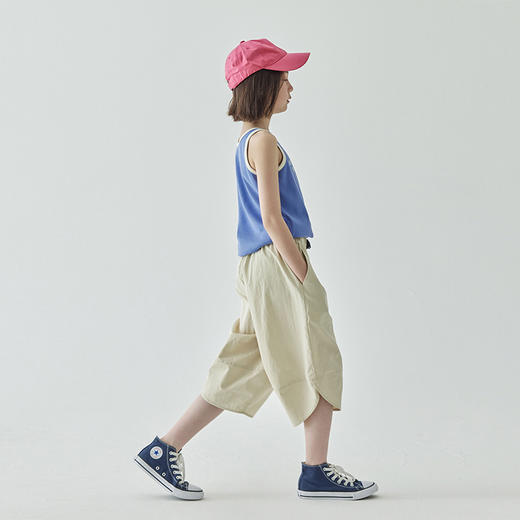 棵初夏季新款女童轻薄休闲工装裤中大童纯色透气七分阔腿短裤 商品图4
