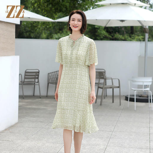 佐尔美夏季新款 气质优雅碎花桑蚕丝连衣裙女E32LS105 商品图1