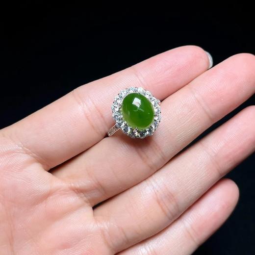 和田玉戒指-玉美人菲菲HZ#S925碧玉戒指约10*12mm 商品图0