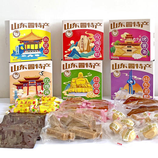 野风酥山东特产420克礼盒高粱饴烤薯条山楂条姜糖玫瑰花糕玫瑰酱组合 商品图2