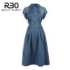 【破价】R30 春夏款百搭复古女装显身翻领短袖长裙牛仔蓝连衣裙 N24LB65452 商品缩略图1