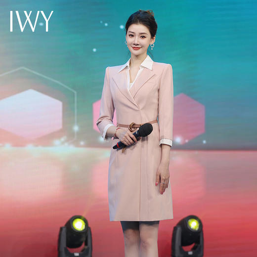 IWY/粉色西装裙七分袖教师录课主持人正装气质播音演讲比赛连衣裙Q14233 商品图0