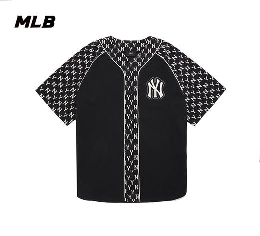 MLB男女老花拼接棒球服T恤外套运动休闲情侣短袖夏季3ABSM0121 商品图6