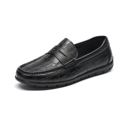 柒牌商务休闲皮鞋男真皮透气四季款百搭软面一脚蹬男士黑色懒人鞋	127X70190 商品图4