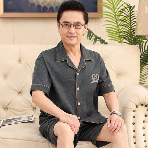 【中老年睡衣】夏季薄款男士短袖 纯棉中年爸爸休闲宽松大码家居服套装 父亲节 商品图2