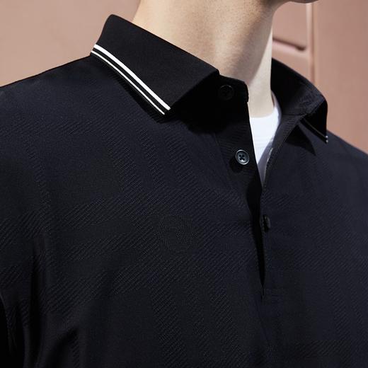 【高端系列】柒牌短袖polo衫男2024夏季新款格纹提花休闲翻领T恤	126T73260 商品图2