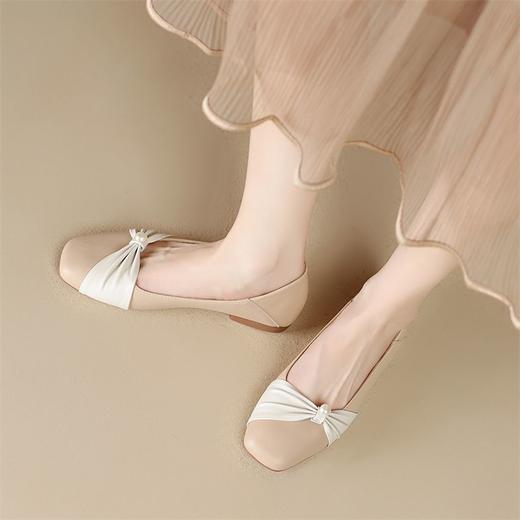 ZHR真皮珍珠浅口单鞋平底女鞋2024新款软底玛丽珍皮鞋伴娘豆豆鞋 商品图8