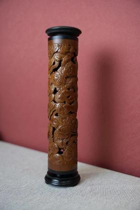 龙腾盛世°竹雕香筒23*5cm