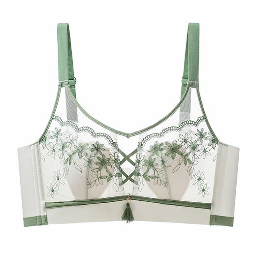 【大胸MM福音 超薄无感】超薄蕾丝透气兔耳朵全罩水晶杯内衣女大胸显小无钢圈收副乳文胸罩 商品图5