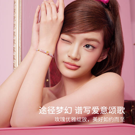 周六福3D硬金手绳定价黄金甜心系列520礼物爱心玫瑰花手饰官方 商品图2