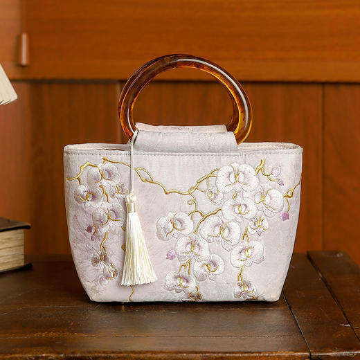 【蝴蝶兰】刺绣木柄手提包QB 商品图1