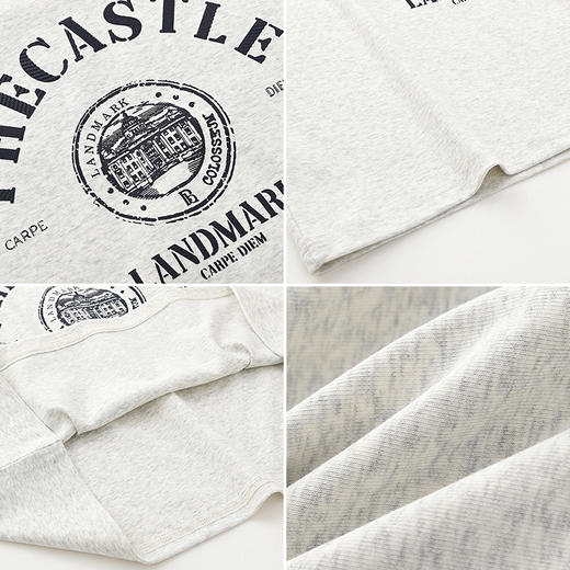 女装圆领袖子拼色圆形复古印花T恤-8827T4222022 商品图2