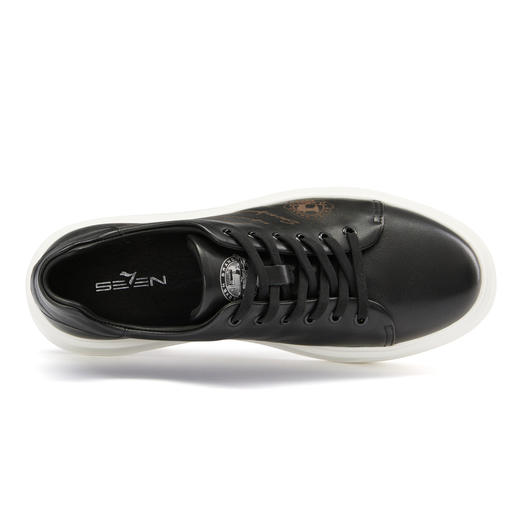 柒牌休闲皮鞋男2024新款时尚百搭男士黑色低帮鞋男款真皮低帮板鞋	126X70050 商品图2