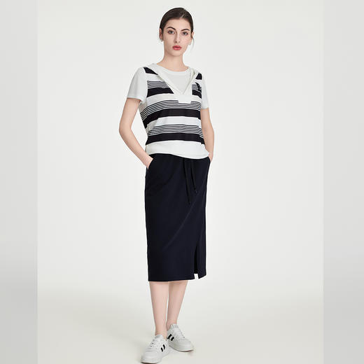 司歌休闲直身弹力半裙抽绳显瘦C891058y 商品图2