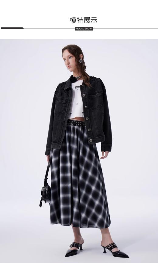 JORYA2024新款闪耀钻饰点缀落肩袖牛仔外套 Q100807E 商品图4