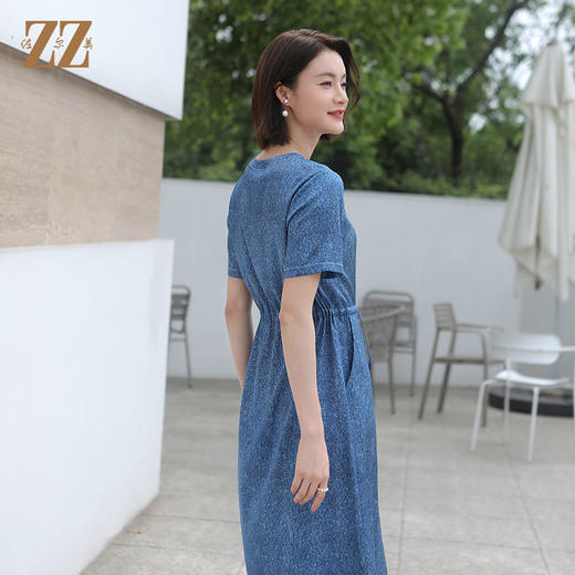 佐尔美夏季新款 时尚牛仔配色桑蚕丝连衣裙女E32LS90 商品图3