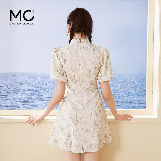 mc2国风新中式连衣裙短款女夏新款立领斜门襟印花收腰气质小个子 商品图2