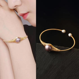 ysxb-05002【云赏珠宝】天然爱迪生珍珠缠丝法式手镯多色