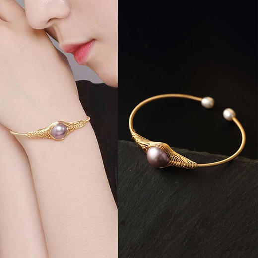 ysxb-05002【云赏珠宝】天然爱迪生珍珠缠丝法式手镯多色 商品图0
