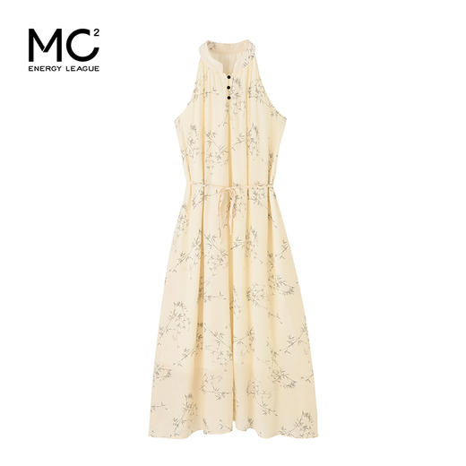 mc2国风暗纹竹节挂脖连衣裙（配腰绳）女装2024夏季新款温柔气质 商品图3