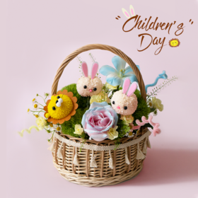 2024儿童节升级版「小狮子和大白兔」小花篮