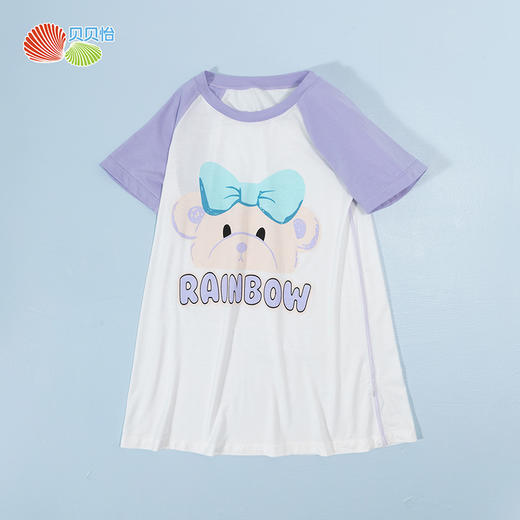 贝贝怡儿童睡裙女童2024新款卡通夏季短袖薄款女宝宝家居服连衣裙ZB2DQ020 商品图2