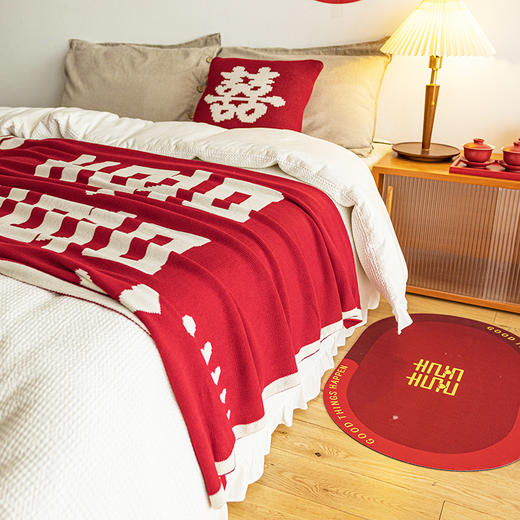 中式风高端结婚百喜盖毯红色 商品图2